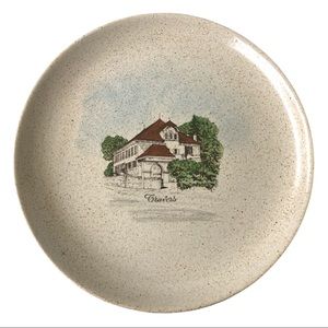 Vintage Country Cottage House Decorative Wall Art Plate Stoneware Speckled